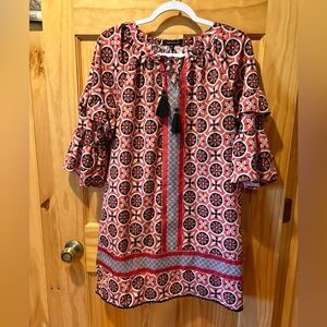 Simply Southern women's tunic dress “ tassels beaded Bell sleeves  women’s S